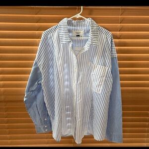 American Eagle Navy and White Striped Oversized Fit Shirt NWT XXL ~ UNISEX